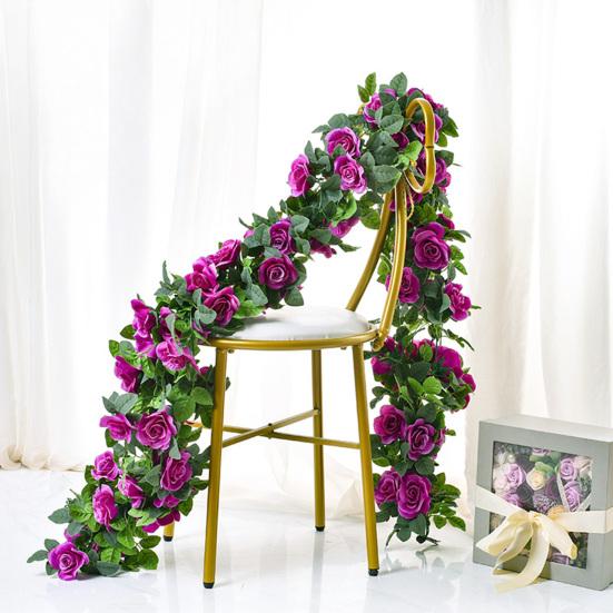 220СМ Искусственная Гирлянда из Роз 16 Головок Устойчивая к УФ-излучению Реалистичная Искусственная Цветочная Ротанговая Лиана Свадебная Вечеринка Подвесное Имитация Цветения Украшение