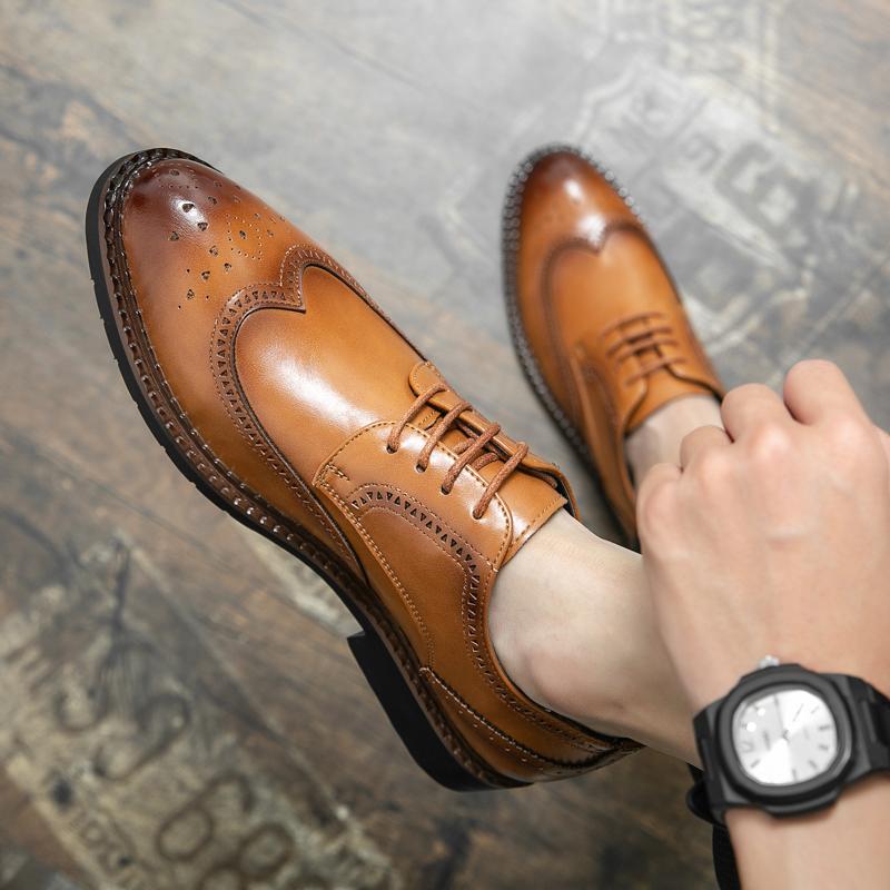 Fashion Business Formal Leather Shoes Men Lace Up Spring Men Shoes Low-top Solid Wedding Shoes Color Fashion Oxford Pointed Office Shoes