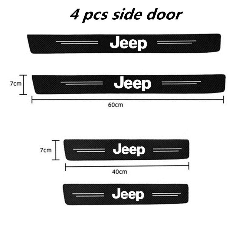 Автомобильные наклейки на пороги из углеродного волокна с логотипом для Jeep Grand Cherokee Wrangler JK Gladiator Compass Renegade Patriot