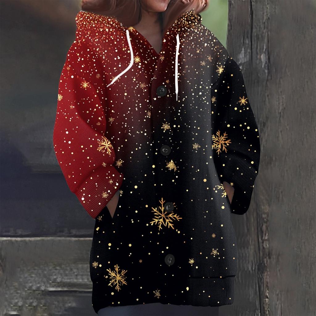 Свитшоты для женщин Вязаный свитер с длинным рукавом Принт Вязаный худи с пуговицами Кардиган Пальто
