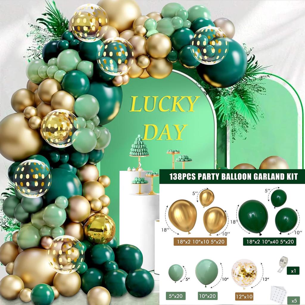Mori Set Green Latex Balloon Chain Set Vintage Themed Birthday Party Decorative Jungle Set