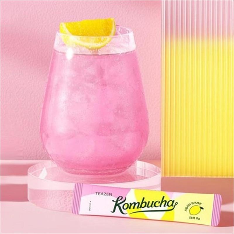 TEAZEN Kombucha Pink Lemon 10 Sticks / Low Calorie, Zero Sugar