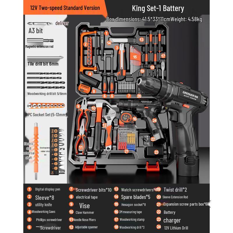 Многофункциональный набор инструментов «Зеленый Лес»: Полный набор для ремонта по дому и для электрика