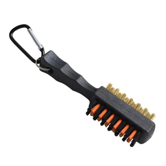 Щетка для гольфа с двухсторонними нейлоновыми щетинками, инструмент для чистки клюшек с карабином, аксессуар для сумки для гольфа для любителей гольфа