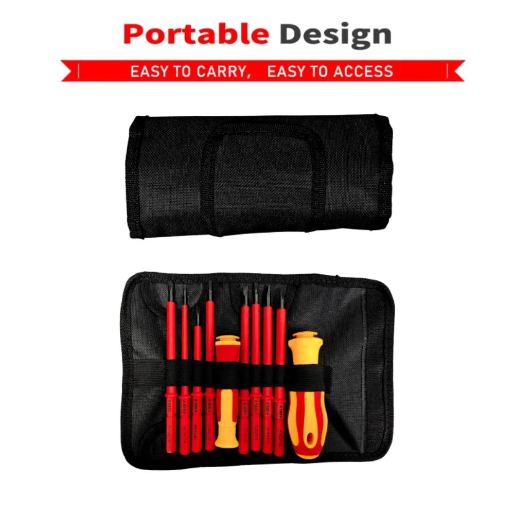 10 In 1 Interchangeable Blade 500V Insulated Screwdriver Set With Case Magnetic For Home Professional Electricians Repair Tools