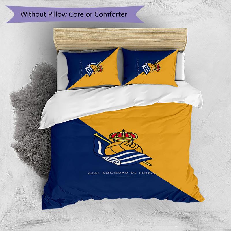 Real Sociedad FC Printed 3PCS Bedding Set Breathable Duvet Cover with Pillowcases Decorative Bed Linen for Bedroom Home