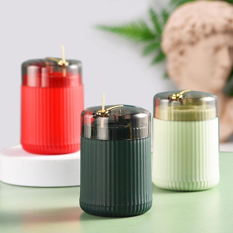 Pop Up Automatic Toothpick Dispenser Portable Plastic Toothpick Holder Container Press Toothpick Storage Box Organizer