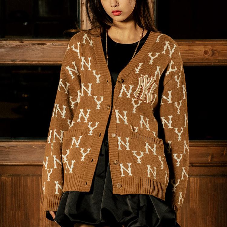 New MLB Mlb Old Flower Sweater Unisex Beige 31KTM1041-50B