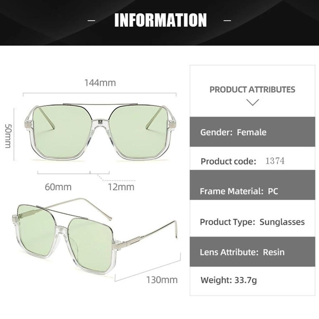 Fashion Oversized Retro Square Sunglasses Men Women  Double Bridge Shades Eyewear  Design Uv400 Sun Glasses