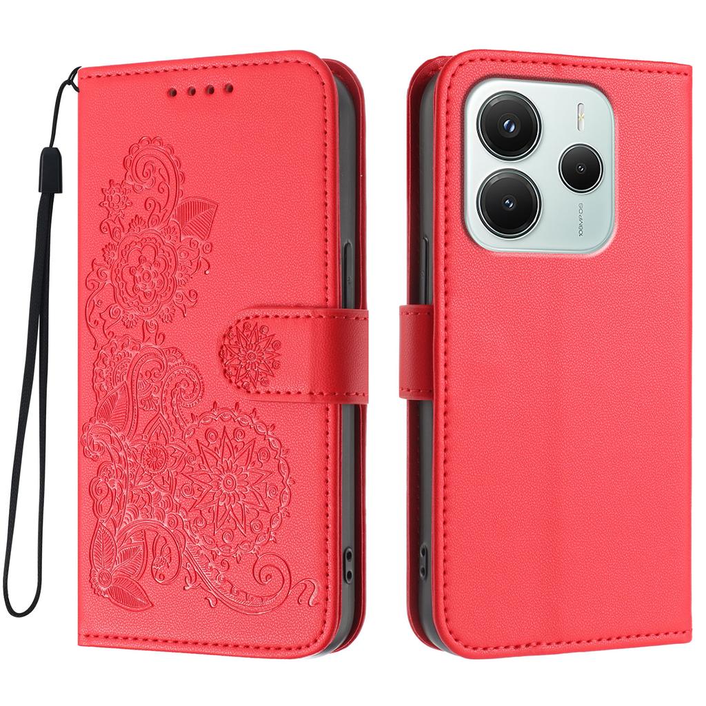 For Xiaomi Redmi Note 14 4G (164.84x78.15x8.16mm) Phone Cases Mandala Flower Leather Wallet Mobile Cover with Strap