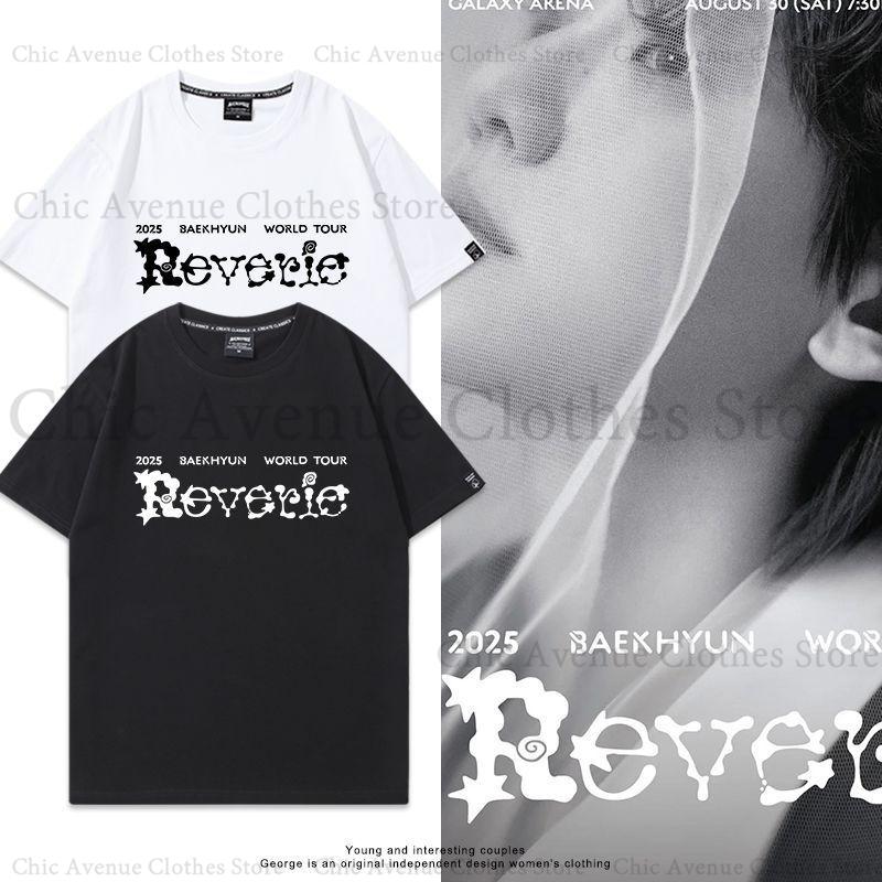 Футболка с принтом концерта BAEK HYUN Reverie для фанатов, повседневная летняя топ, хлопковая футболка с коротким рукавом, повседневная одежда, футболки для женщин