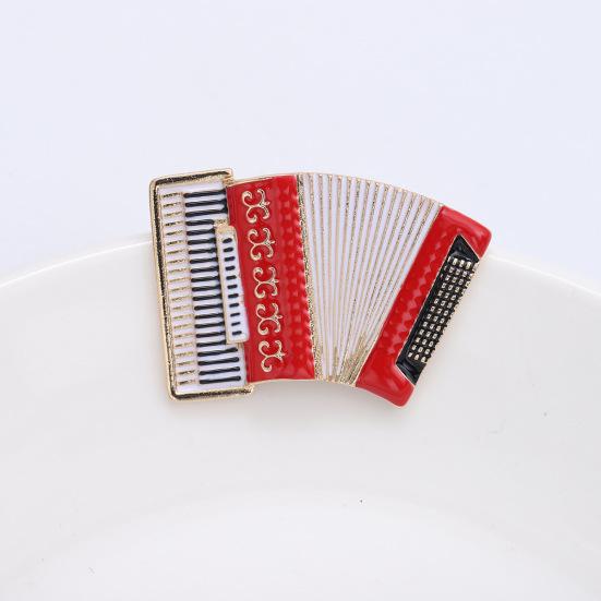 Accordion Brooch Drop Oil Musical Instrument Corsage Ladies Coat Suit Buckle