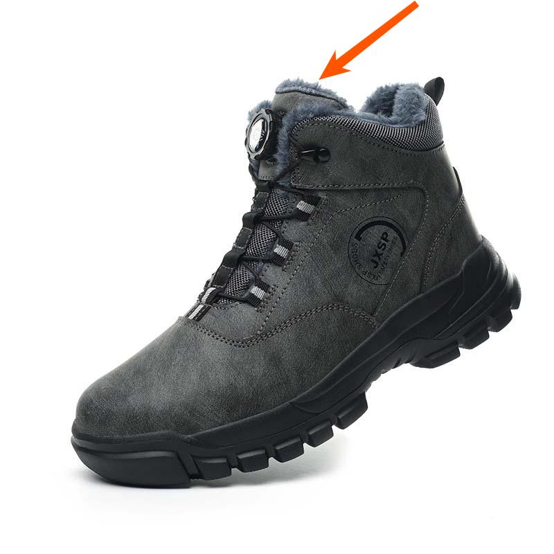 Warm Work Boots Winter Safety Shoes Rotating Button Industrial Shoes High Top Steel Toe Cap Boots Waterproof Non-slip Work Shoes