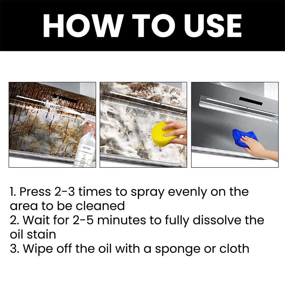 60ml Splash Foam Spray Multipurpose Heavy Oil Foam Cleaner with Sponge & Cloth Grease Cleaner Kitchen Oven Grills Cleaner