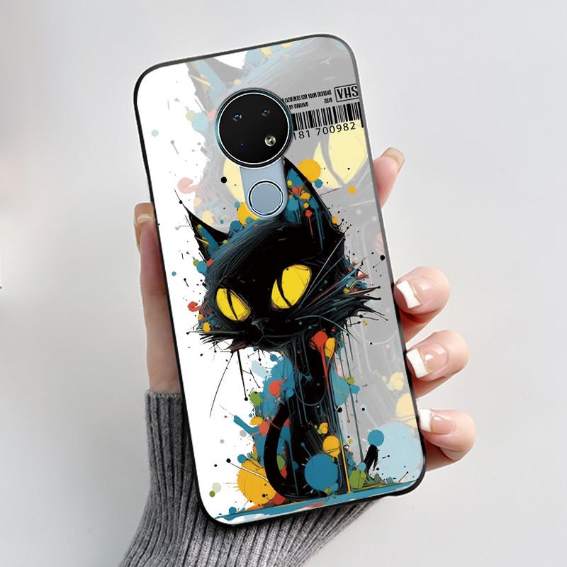 Милый Чехол Для Nokia 6.2 / Nokia 7.2 Fundas Capa Печатный Корпус Защитная Крышка Мягкий Силикон Мультяшный Черный Корпус Coque