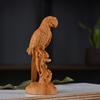 Natural Cypress  Animal Parrot Decorate Small Statue Solid Wood Carving Cute Home, Room, Office, Car Decoration Accessories