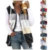 Women's Fashionable  Plush Zipper Pocket Hooded Sleeveless Loose Warm Vest Jacket
