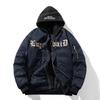 Mens Winter Embroidered Baseball Jacket Casual Loose Fit Hoodless Bomber Style Outerwear Daily Wear