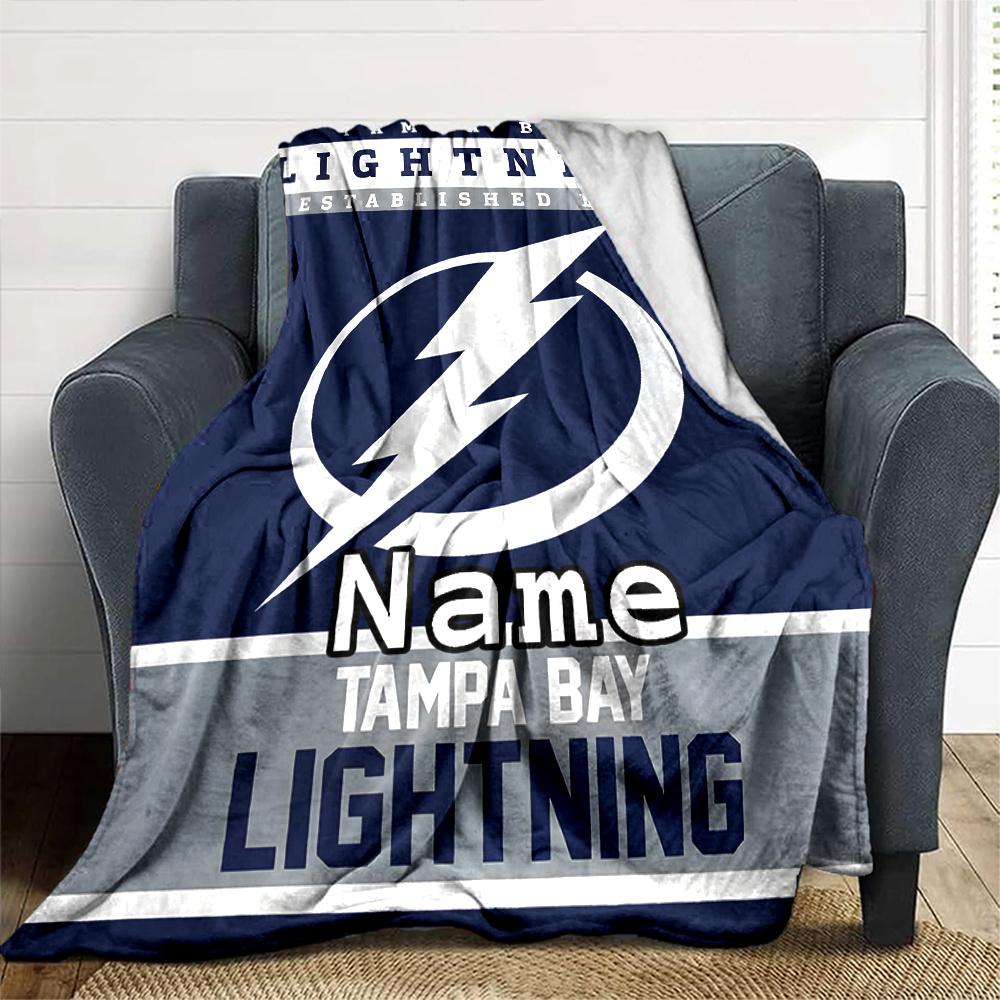 Tampa Bay Lightning Logo Four Seasons Blanket Customized With Your Name Lightweight And Warm Perfect Gift For Home Office Camping Sofa Travel Beach