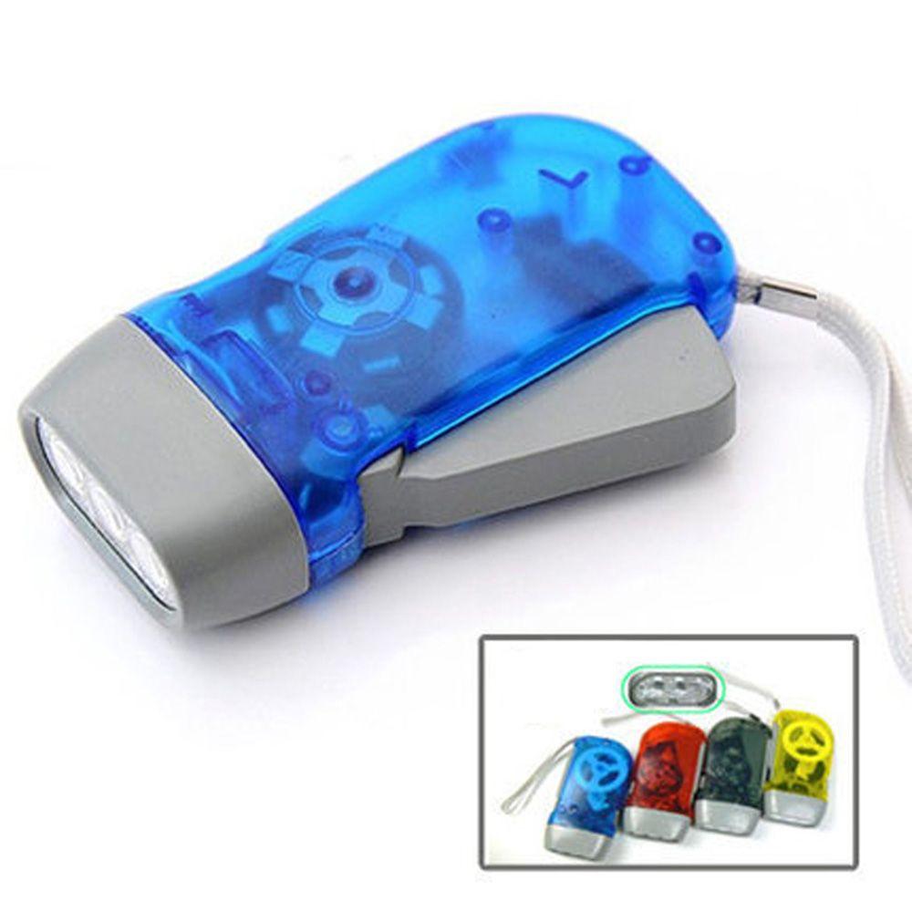 Adjustable Battery New Blue Hiking Dynamo Light Powered Torches Flashlight Torch Hand Pressing LED