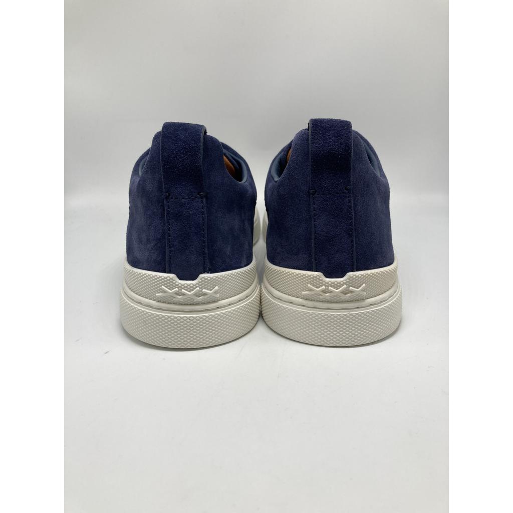 Zegna S4667Z Замшевые кроссовки с тройной строчкой обувь US8 Темно-синий Б/У