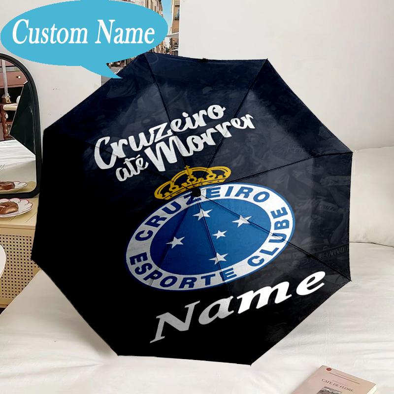 Custom Name Umbrella Cruzeiro FC Pride Umbrella 8-Frame for Travel, Camping, Casual Lightweight Portable, Essential for Family Gifts