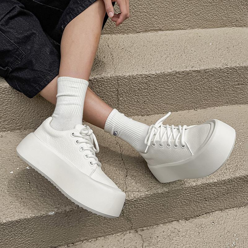 Нишевый трендовый дизайн, мужская обувь на толстой подошве с увеличением роста, белая обувь, платформа, мужские белые кроссовки, обувь, zapatos