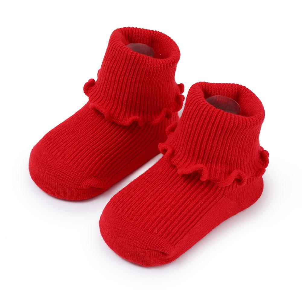 Носки для девочек, однотонные детские носки с оборками, детские носки принцессы