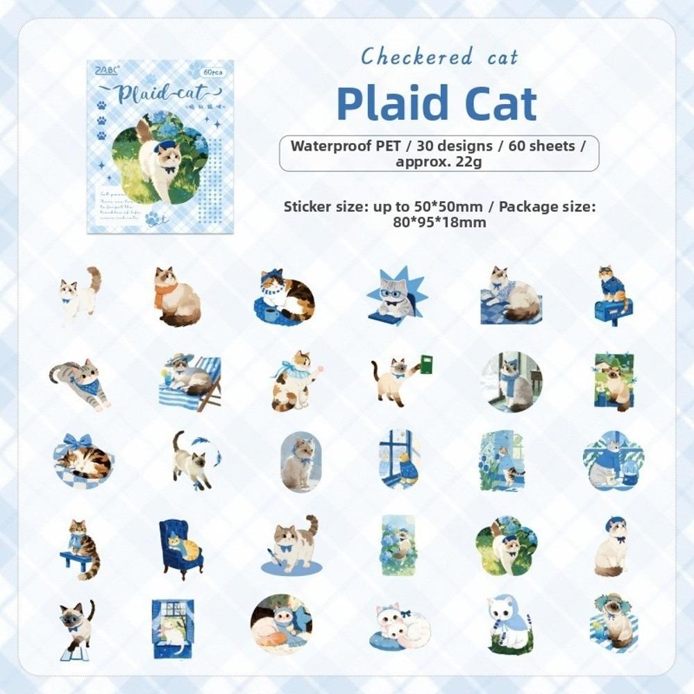 Cute Cartoon Style Stationery Stickers 60 Sheets Kitten Holiday Pet Stickers Scrapbooking