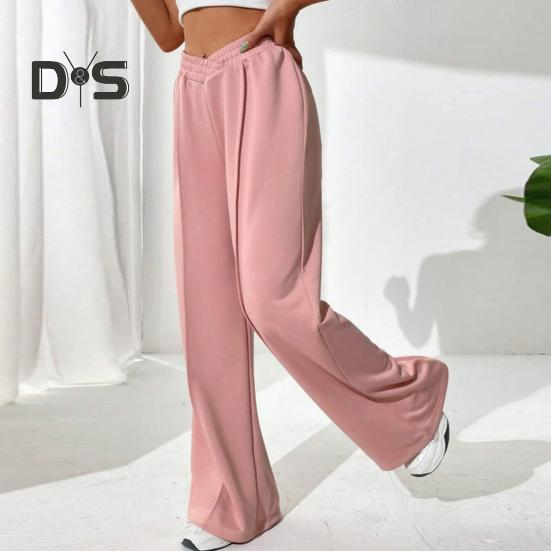 Женские брюки V-образной формы с высокой талией, прямые, широкие, длинные брюки, однотонные, свободного кроя, спортивные брюки для повседневной носки