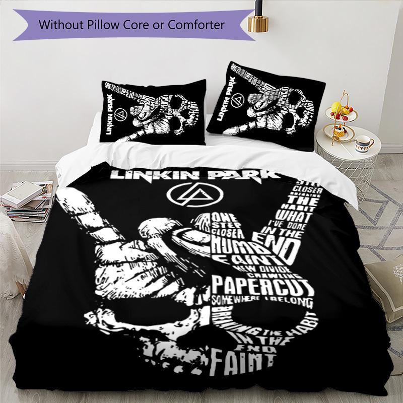 Linkin Park 3pcs Bedding Set Duvet Cover Closure Includes 1 Duvet Cover & 2 Pillowcases for All Seasons Bedroom Home Dorm Decor