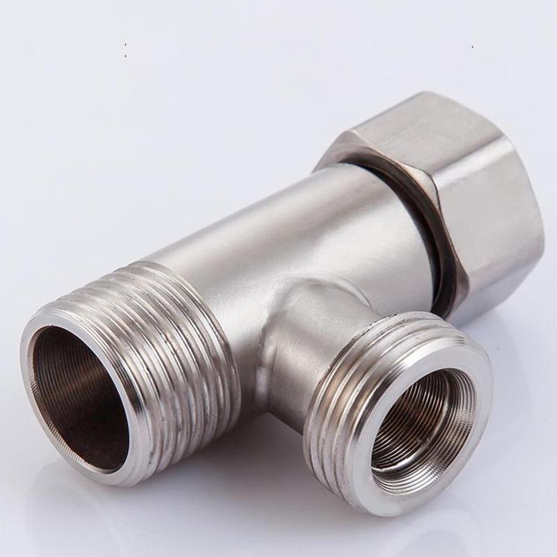 Toilet Diverter Valve Copper G1/2" T-Valve Bidet Sprayer Shower Fitting Water Heater Live Joint Plating Three-Way Device