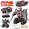 975pcs 2 In 1 City Technical RC Robot Truck Car Building Blocks Remote Control Rescue Vehicle Bricks Toys For Kids Gifts