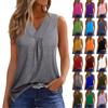 Женская модная повседневная однотонная футболка с v-образным вырезом без рукавов и нерегулярной футболкой, топ