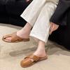 Fashion Summer Sexy Hollowed Out Slippers Women Vintage Baotou Flat Bottom Outdoor Sandals Female Korean Style Shoes Casual Mules Slides