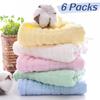 6PCS Six-Layers Baby Face Wash Towel Bubble Square Towel Soft Water-Absorbent Solid Color Square Towel Baby Bib Towel