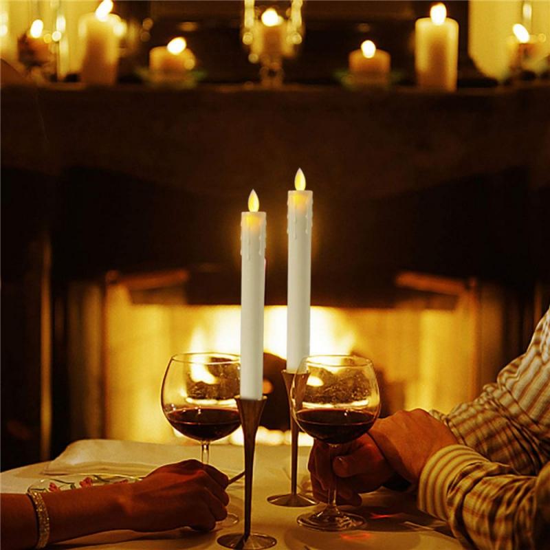 2 шт. светодиодные свечи беспламенные конические свечи на батарейках мерцающие бескапельные подсвечники для домашнего декора свадьбы рождества