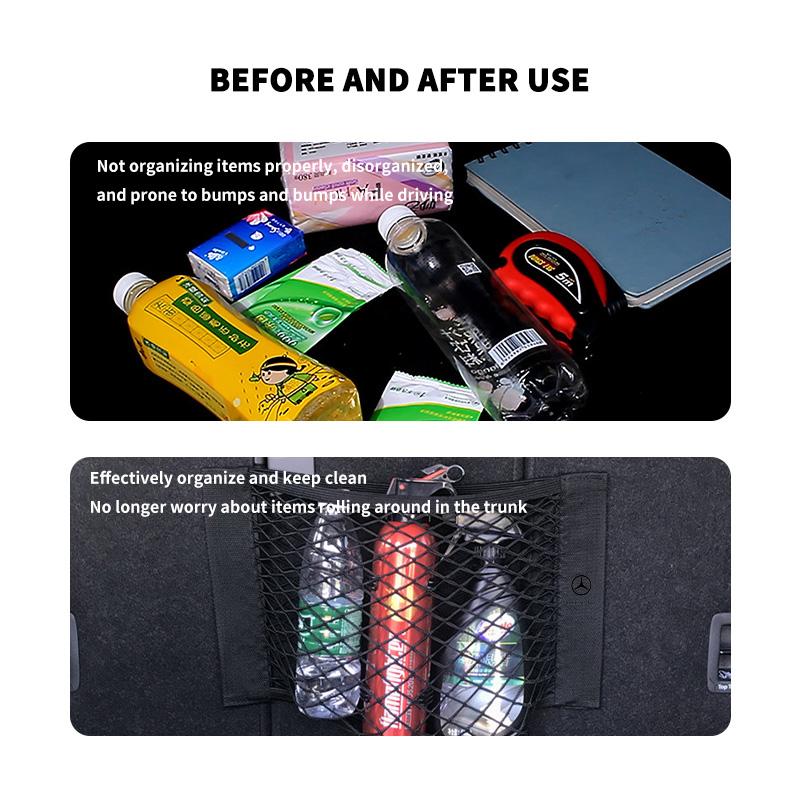 IYKNW1 For Benz Car Trunk Storage Storage Mesh Storage Elastic Strap Organizer Interior Accessories AMG VIANO GLB GLC GLE GLK W108 W124