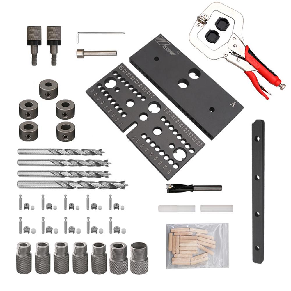 3 In 1 Woodworking Doweling Jig Kit Adjustable Drilling Guide Puncher Locator Positioning Hole