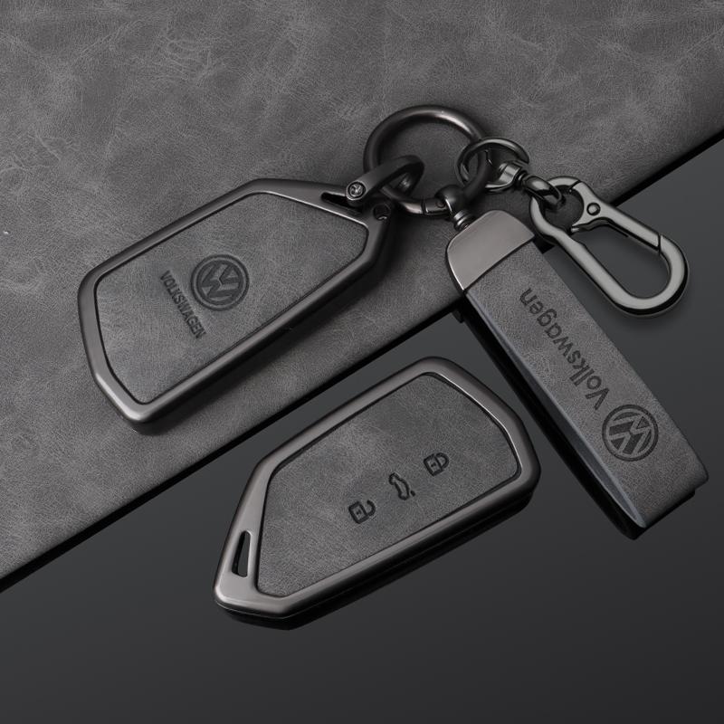 Alloy Leather Car Key Case Full Cover Shell For VW Volkswagen ID.3 ID.4 Golf 8 2022 2023 MK8 Auto Keyless Keychain Accessories zr4
