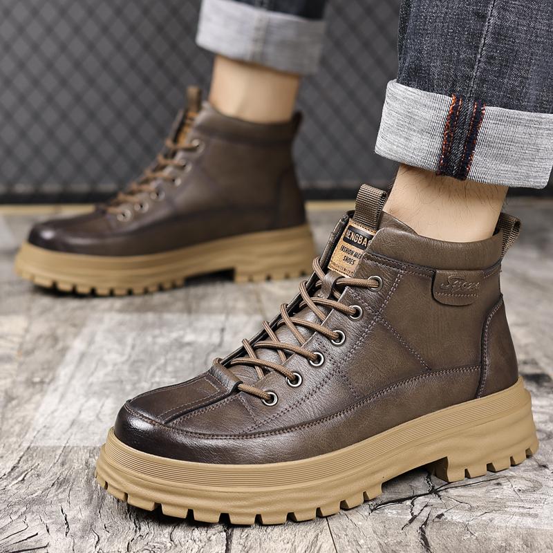 Новые дизайнерские ботинки челси из коровьей кожи для мужчин, осенне-зимние теплые туфли на платформе, мужские модные повседневные ботильоны для мужчин