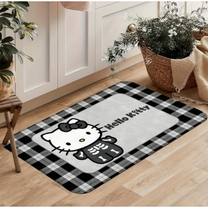 Sanrio Hello Kitty Дверной коврик Официальный Хэллоуин Детская спальня Нескользящий коврик Шляпы-тыквы Ковер Украшение для дома Хэллоуин