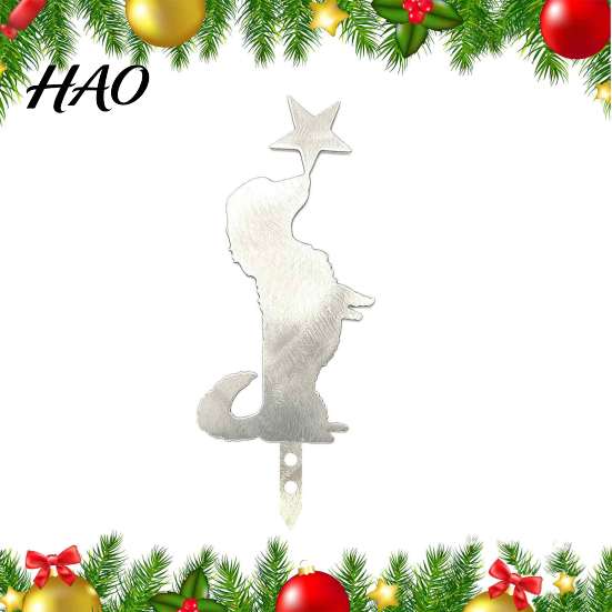 Creative Tree Top Ornament Metal Dog Christmas Topper, 11.81 Inch Cute Dachshund Topper Holiday Home Decoration with Star, Decoration, Gifts
