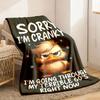 Sorry I'm Cranky I'm Going Through My Terrible 60's Right Now Cartoon Duck Print Flannel Blanket UltraSoft Polyester AllSeason Com
