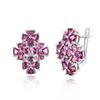 Big Flower Earrings 925 Sterling Silver Natural Rhodolite Garnet Fine Jewelry Unqie Design for Women Wife Mom Nice Anniversary Gift