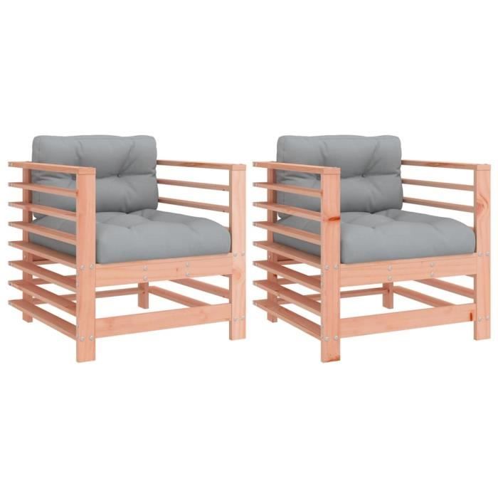 VidaXL Garden Chairs with Cushions Set of 2 Solid Douglas Wood 825679