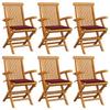 Day and Night - Day and Night Garden Chairs 6 Units Teak Wood with Red Cushions