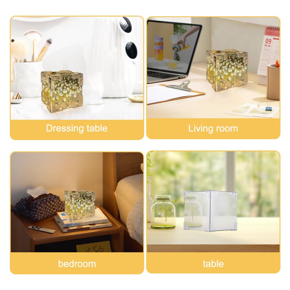 DIY Tulip Lamp 2-in-1 Mirror Flower Night Light Unfinished Handmade Craft Decorative Lamp 24 Flower