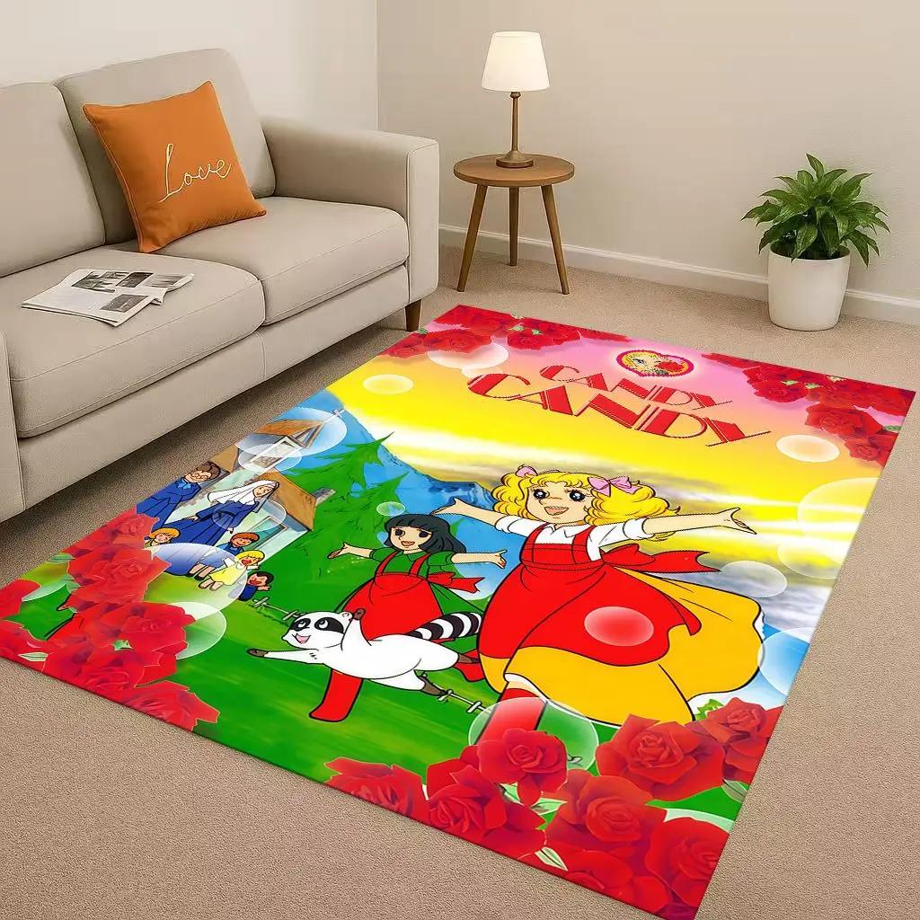 Retro Candy Candy Sweet Girl Cartoon Room Non-Slip Area Rug Soft Carpet for Bedroom Playroom Sofa,Easy Clean Home Decor Doormat