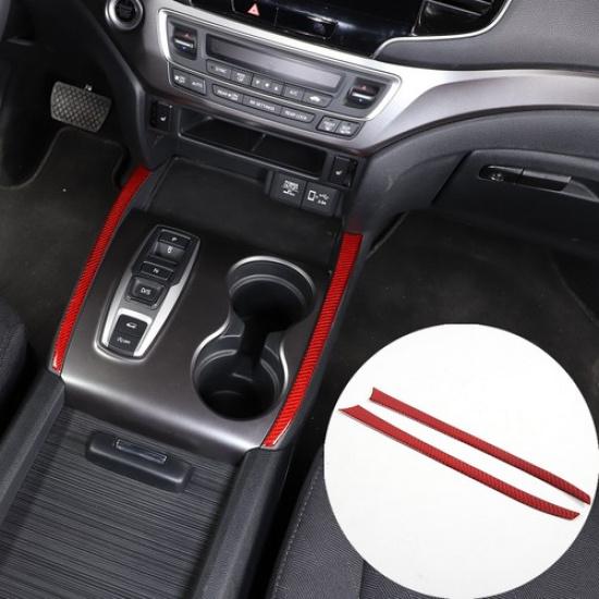 Carbon Fiber Red Center Console Gear Side Strip Sticker For Honda Pilot 17+